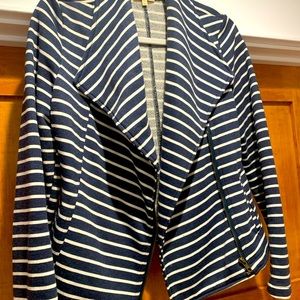 Stretch knit striped moto jacket